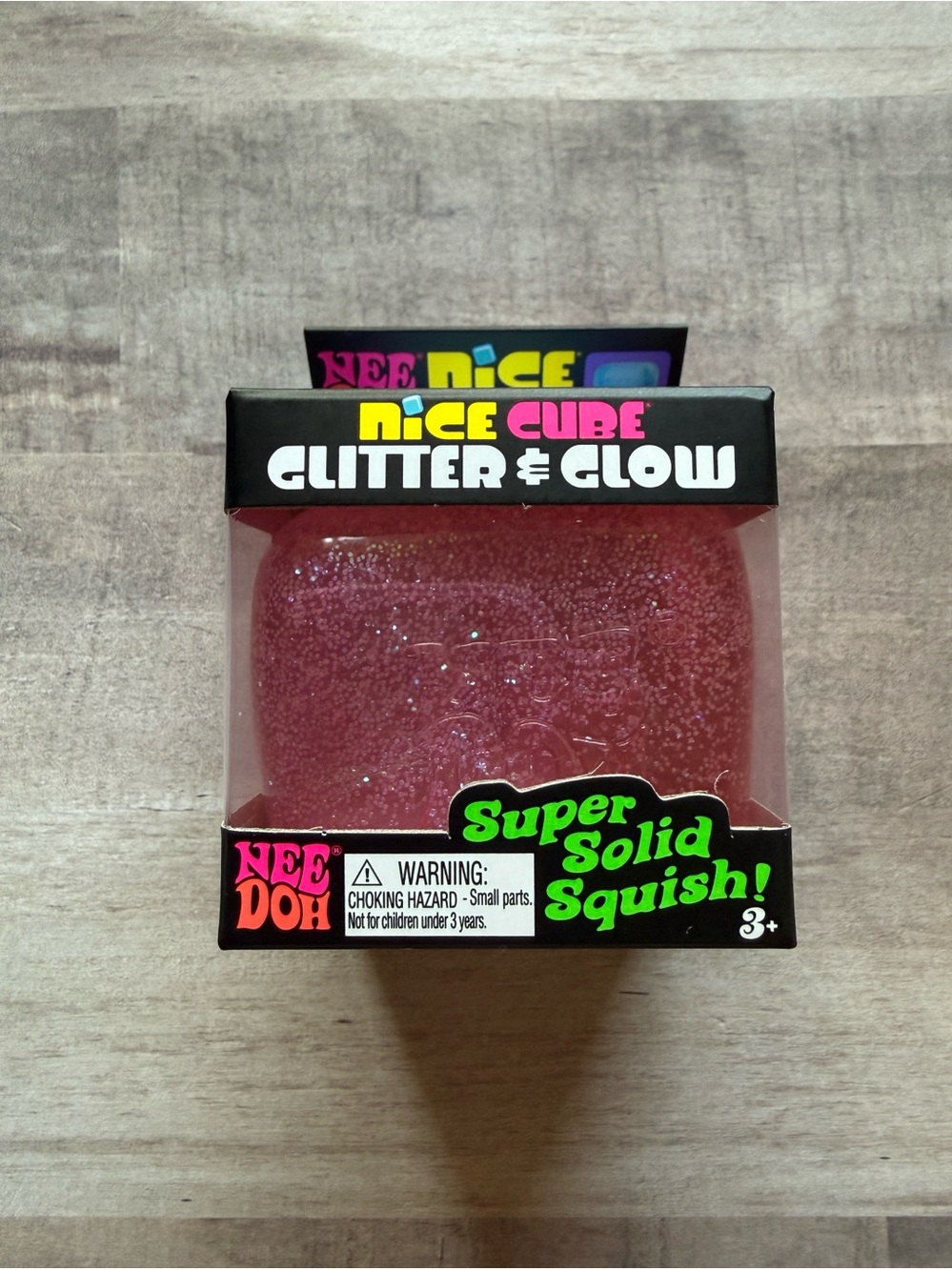 NEW SEALED Authentic Schylling NeeDoh Glitter & Glow Nice Cube in Pink